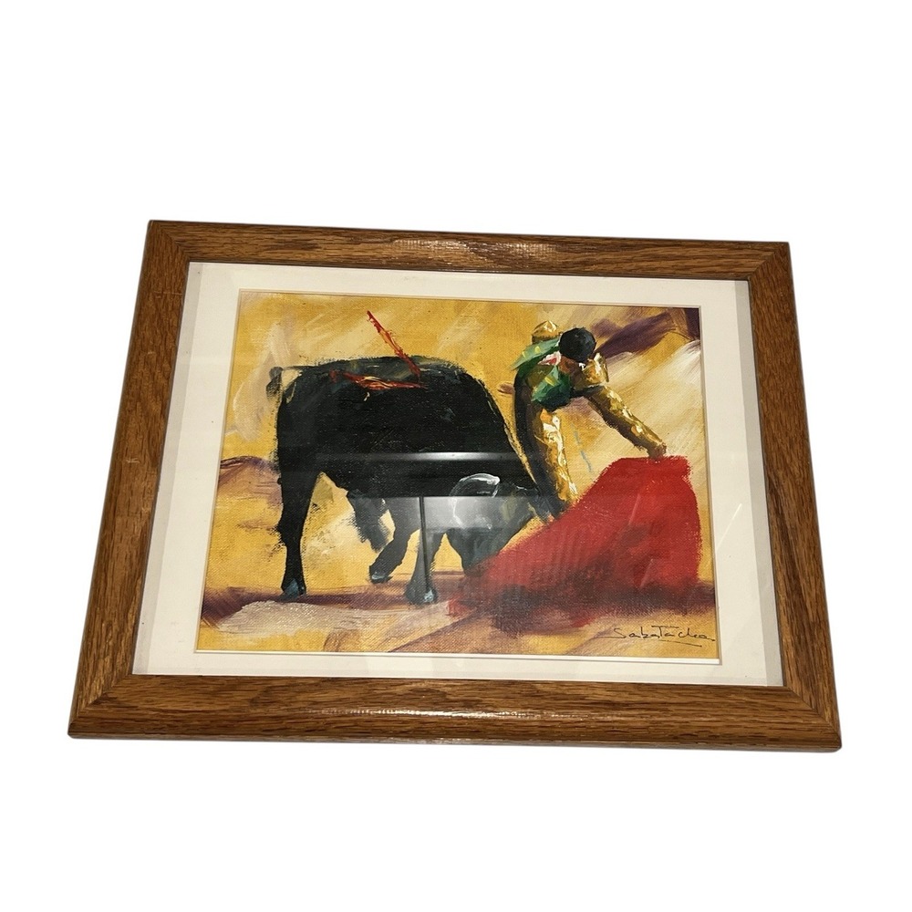 VINTAGE MATADOR BULLFIGHTER OIL PAINTING RARE ORIGINAL ART SIGNED ANTIQUE